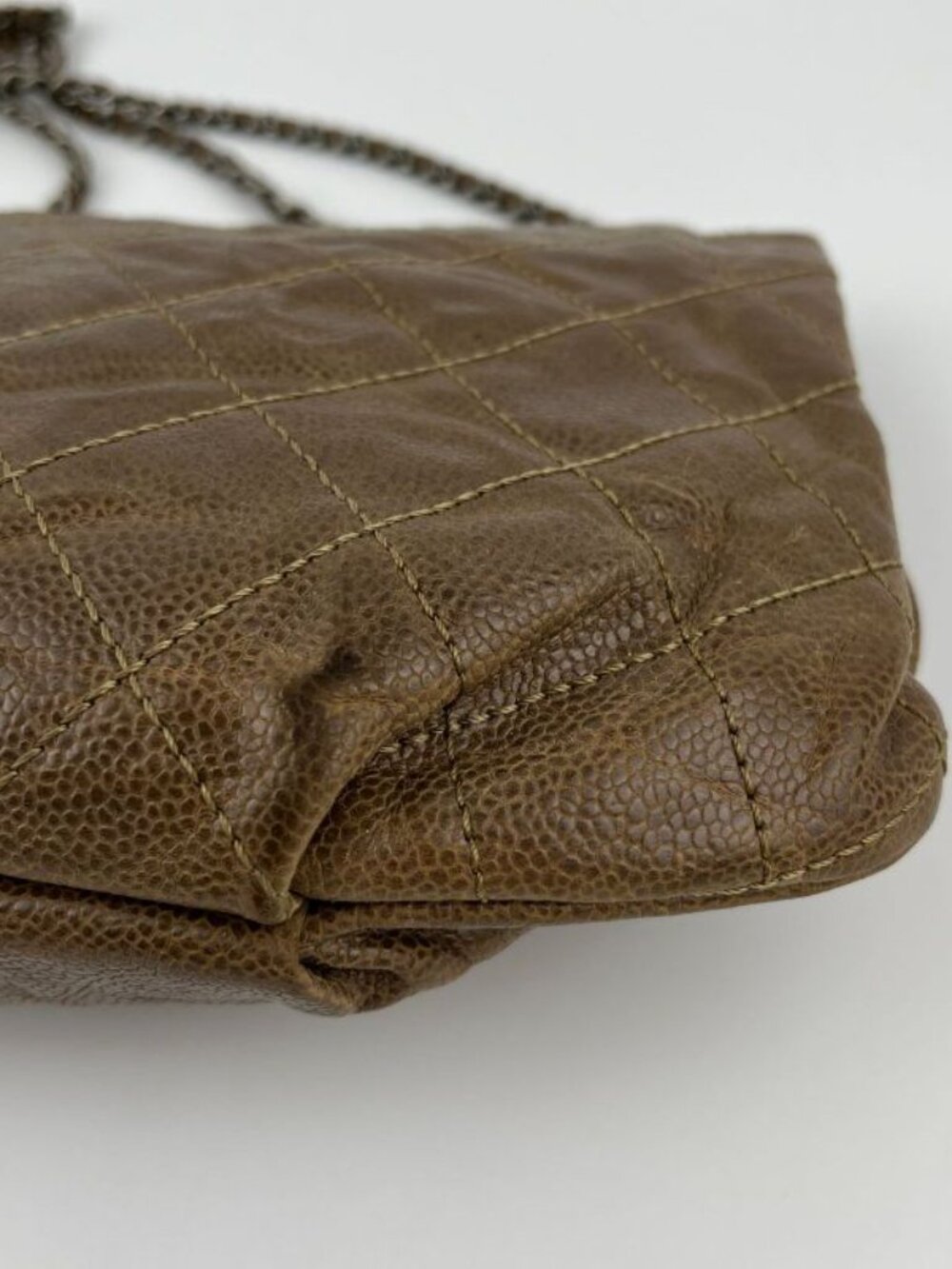 ★SOLD★ Chanel CC Logo Quilted Chain Shoulder Bag Brown Caviar Leather Vintage - Picture 10 of 16